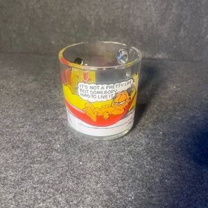 Vintage 1978 McDonald's Promo Garfield & Odie Cartoon Glass Mug Cup with Handle